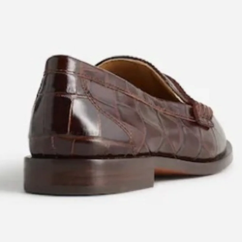 Madewell The Grayson Croc-Stamped Penny Loafer - chocolate raisin - Picture 3 of 12